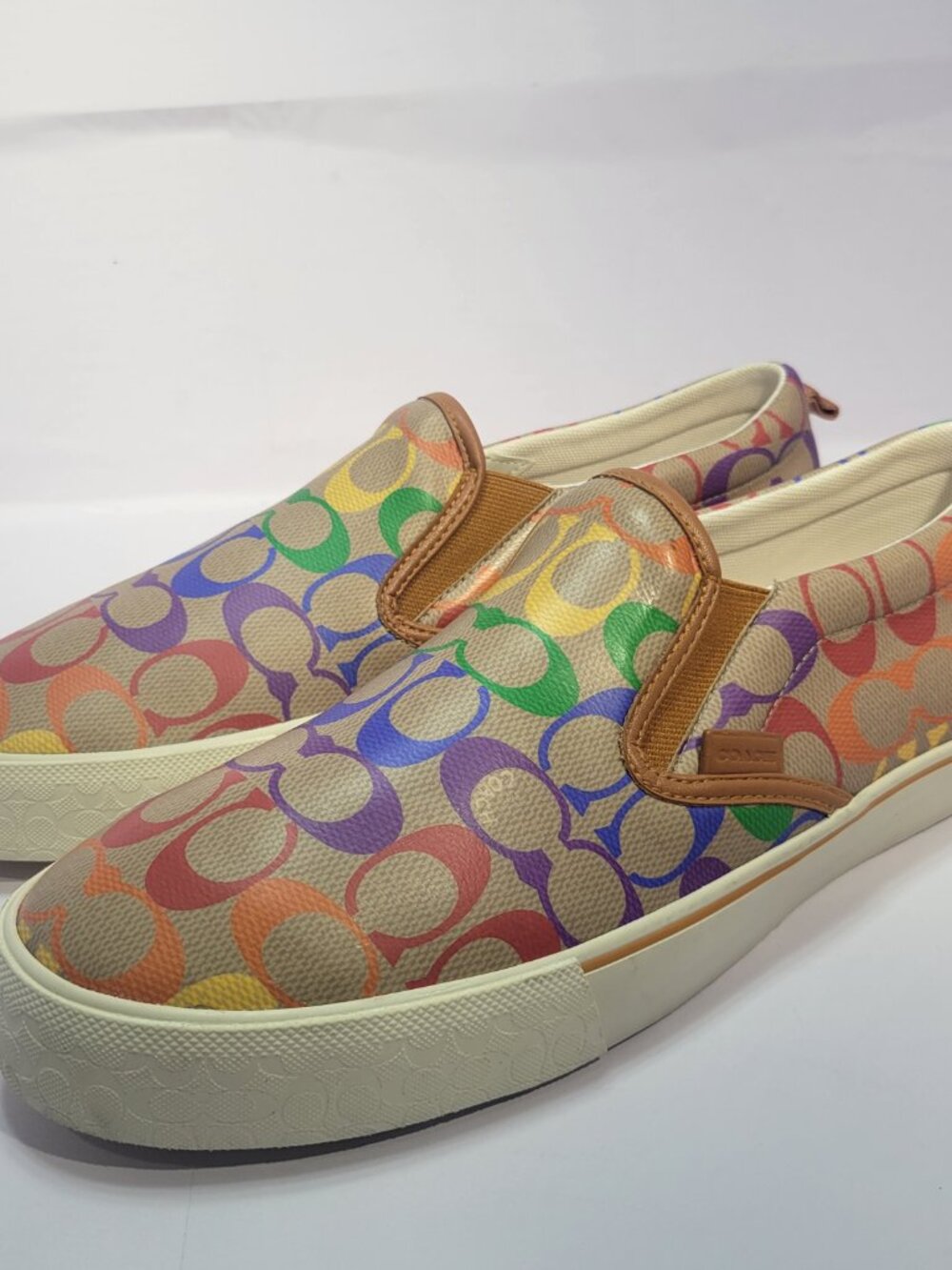 Coach Skate Pride Rainbow Signature Men's Size 11D Slip On Sneakers CA284 - Picture 6 of 11